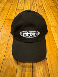 Embark Oval Logo Strapback Hat in Black