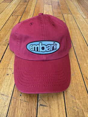 Embark Oval Logo Strapback Hat in Burgundy