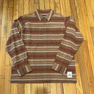 Creature Striped Longsleeve Flannel Shirt Tan/Brown/Red